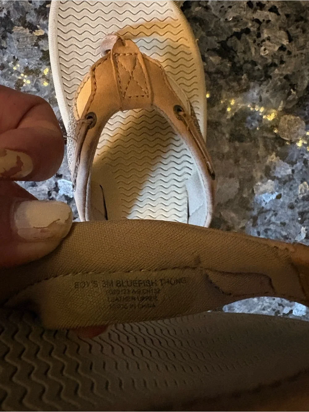 Sperry Tan Brown Leather Thong Sandals